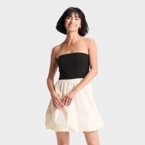 Bubble Mini A Line Black and Cream Strapless Dress A New Day - NWT szM